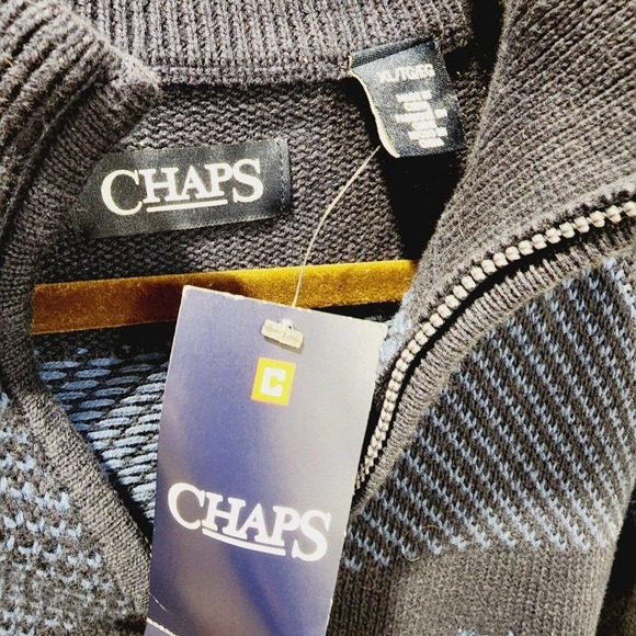 Vintage Men's Chaps Cotton Size XL Blue Stripe Half Zip Sweater NWT - Picture 7 of 11